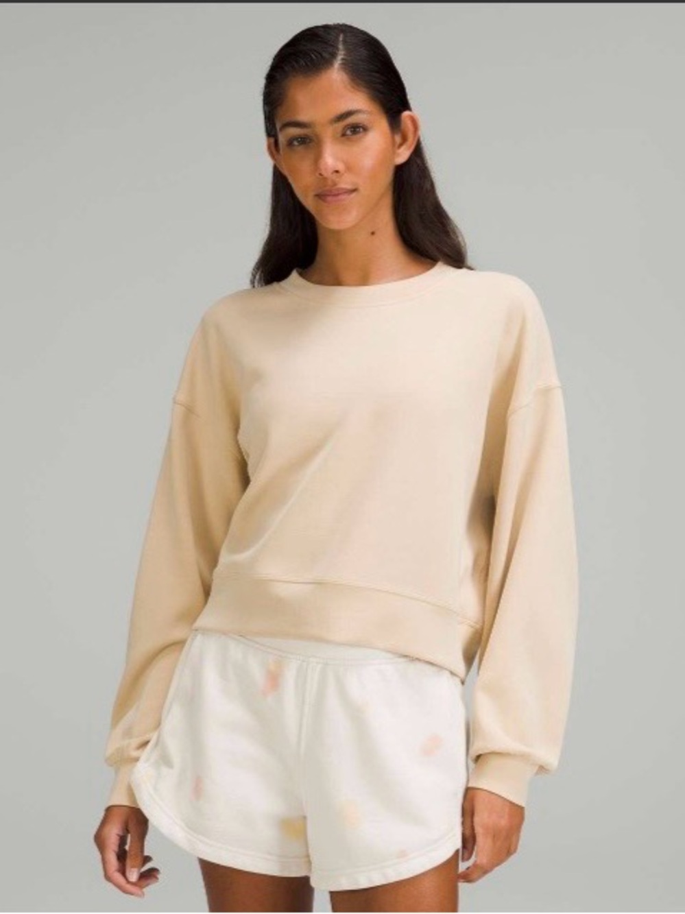 Lululemon Perfectly Oversized Cropped Crew Softstreme Prosecco size 4
